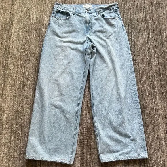 Abercrombie & Fitch Light Blue Wide Leg Jeans- 29 curve love short - Picture 2 of 8